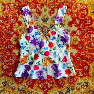 Vintage Satin Floral Multicolored Camisole